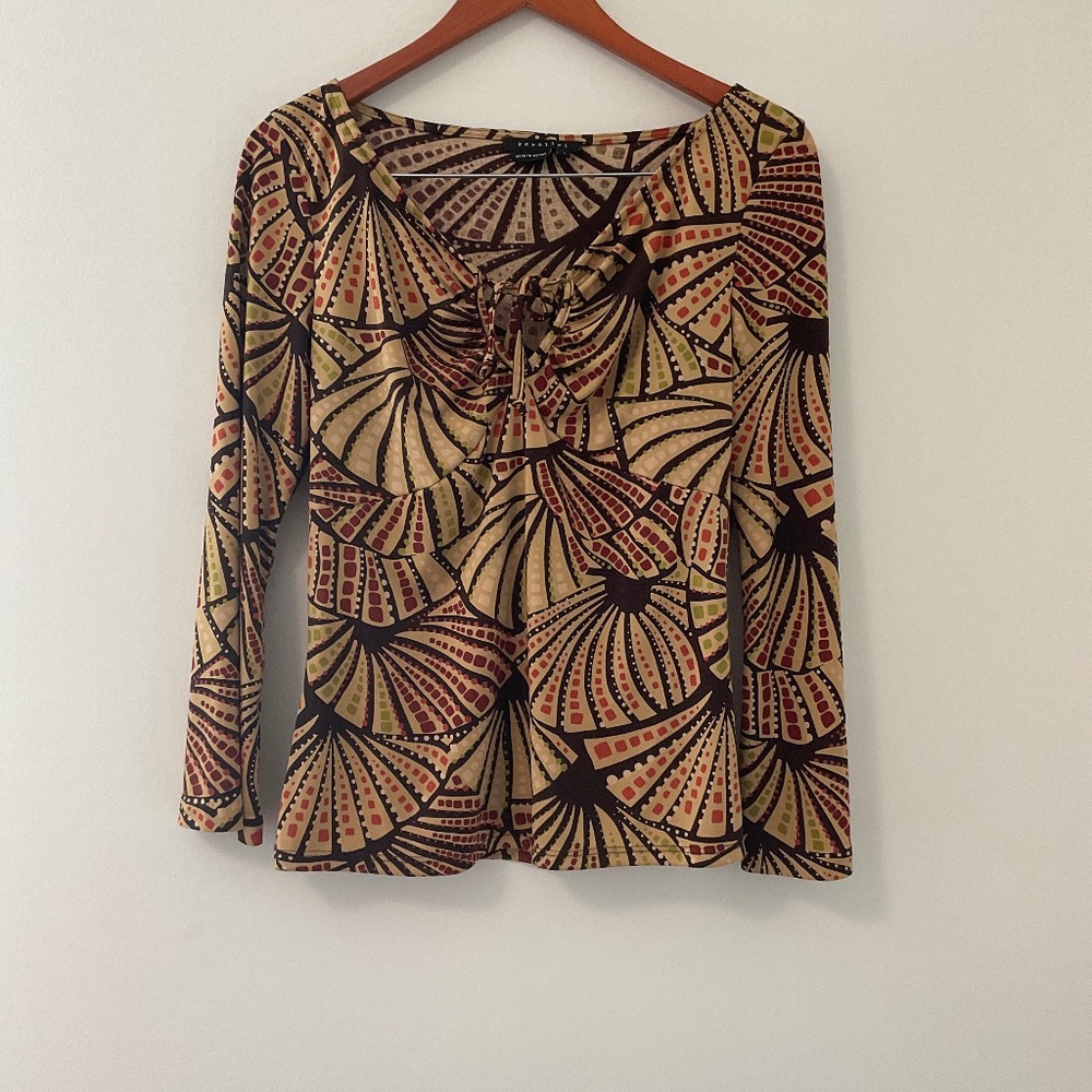 PARALLEL vintage Y2k brown long sleeve top size L